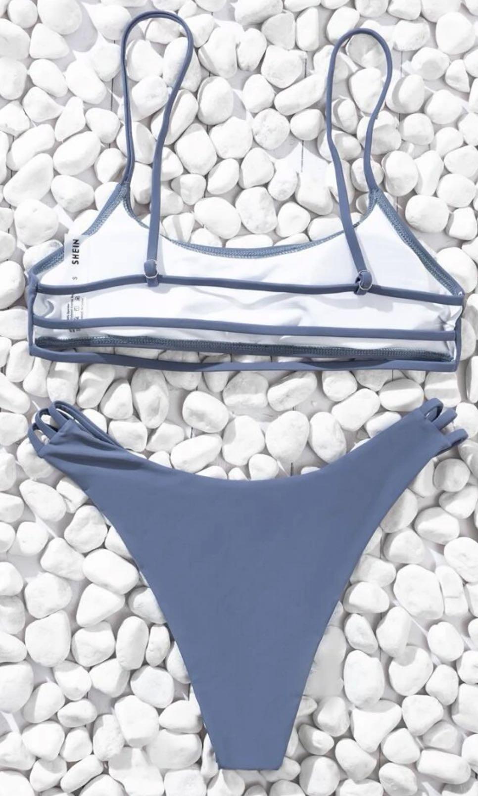 SHEIN bikini set in navy blue, Women's Fashion, Swimwear, Bikinis