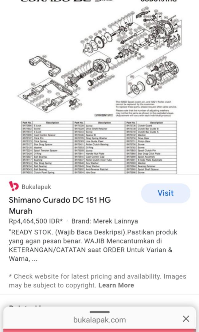 Shimano fishing replace reel part order, Sports Equipment, Fishing on