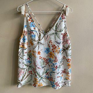 sleeveless floral spaghetti top (tags: cami camisole tank ulzzang harajuku stylenanda tumblr minimalist girly)