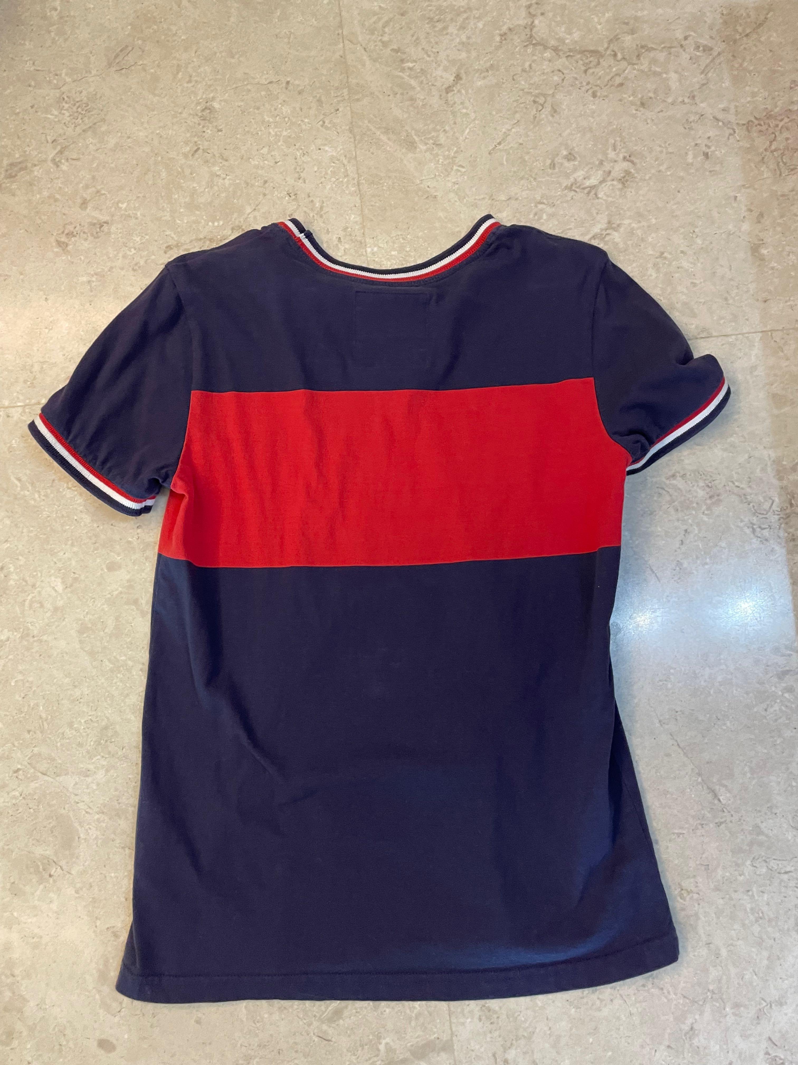 red and blue tshirt