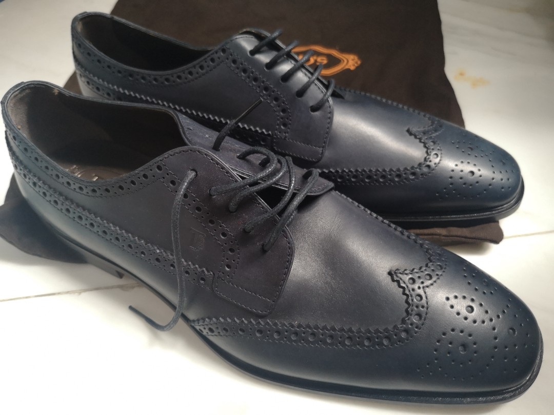 Tods UK 9.5 Brand New navy blue leather dress shoes Men s Fashion