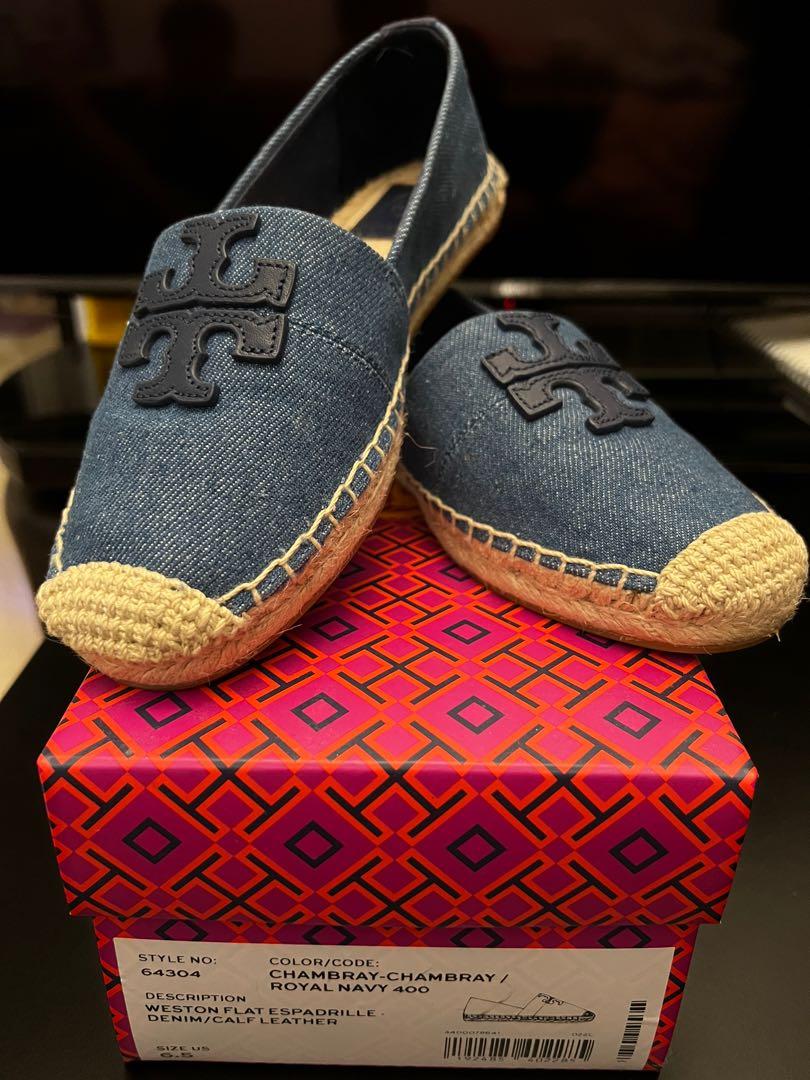 Tory Burch Weston Flat Espadrille US  (Denim), Women's Fashion,  Footwear, Loafers on Carousell