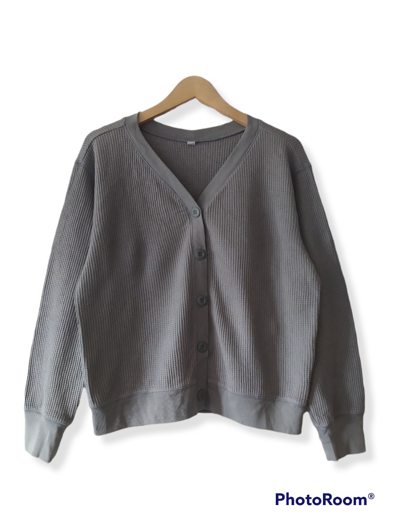 Uniqlo waffle cardigan discount