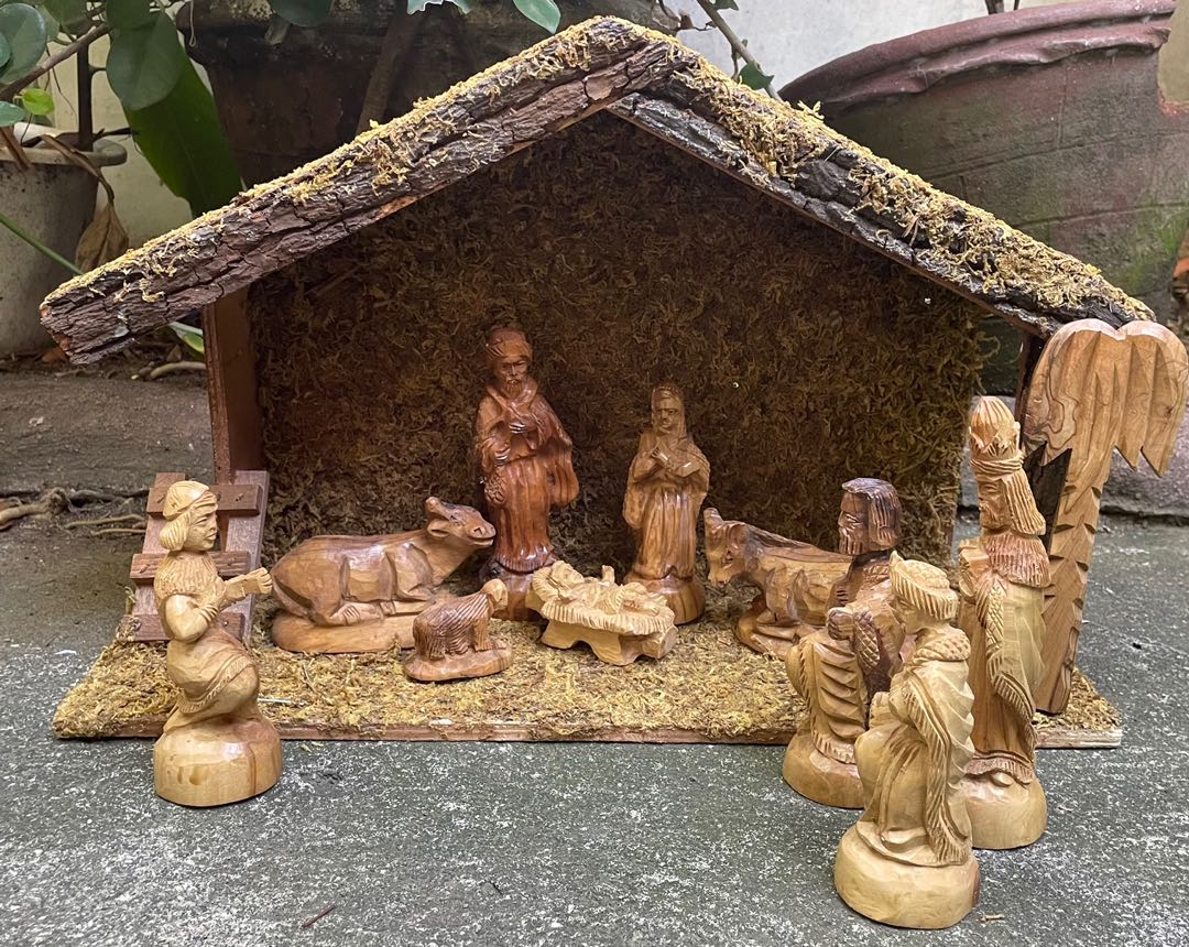 Vintage Wooden Nativity Set Holy Land Christmas Decor, Furniture & Home