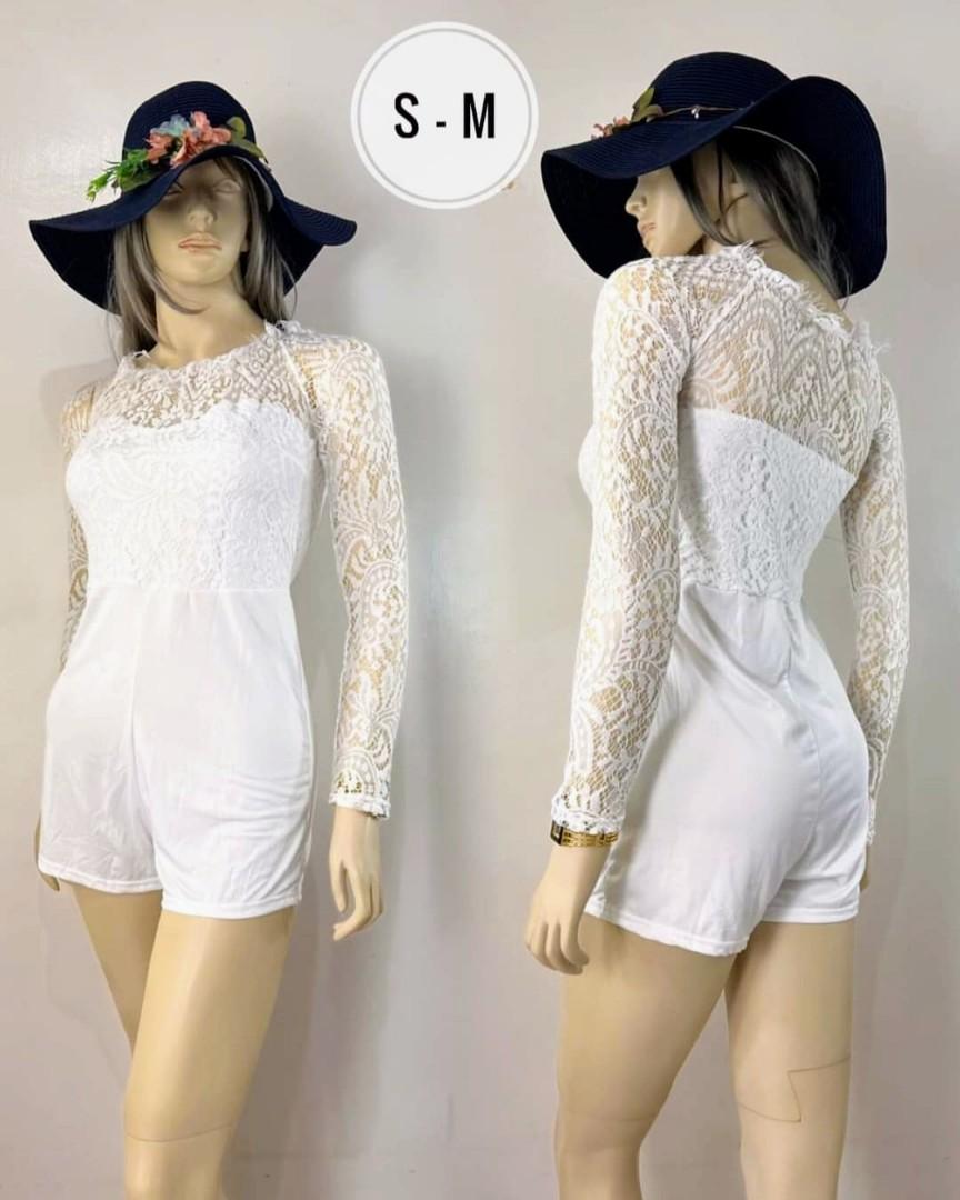 Lace shorts romper top