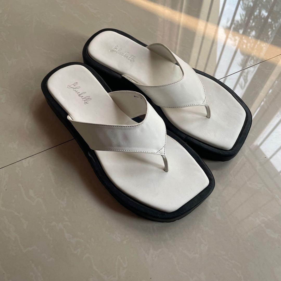 white platform slippers