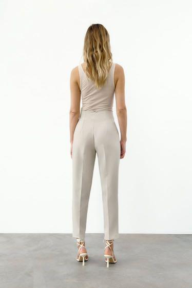 Zara High Waist Pants (Oyster White)