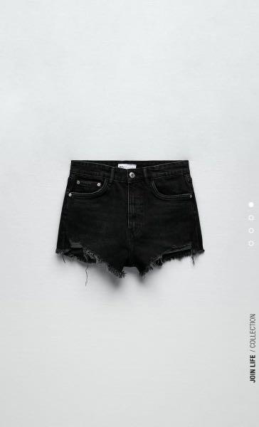 Zara black jean shorts hot sale