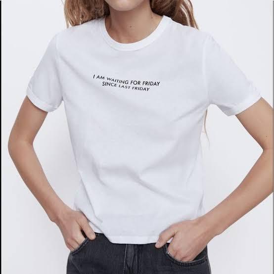 تنفيذ عالم اثار عجيب zara slogan tee 