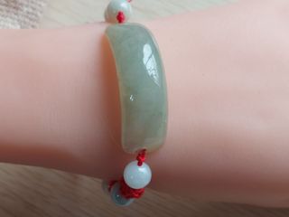 放漏$150天然A貨緬甸翡翠老糯冰種淡黃翡翠手牌手鏈64223364711299110