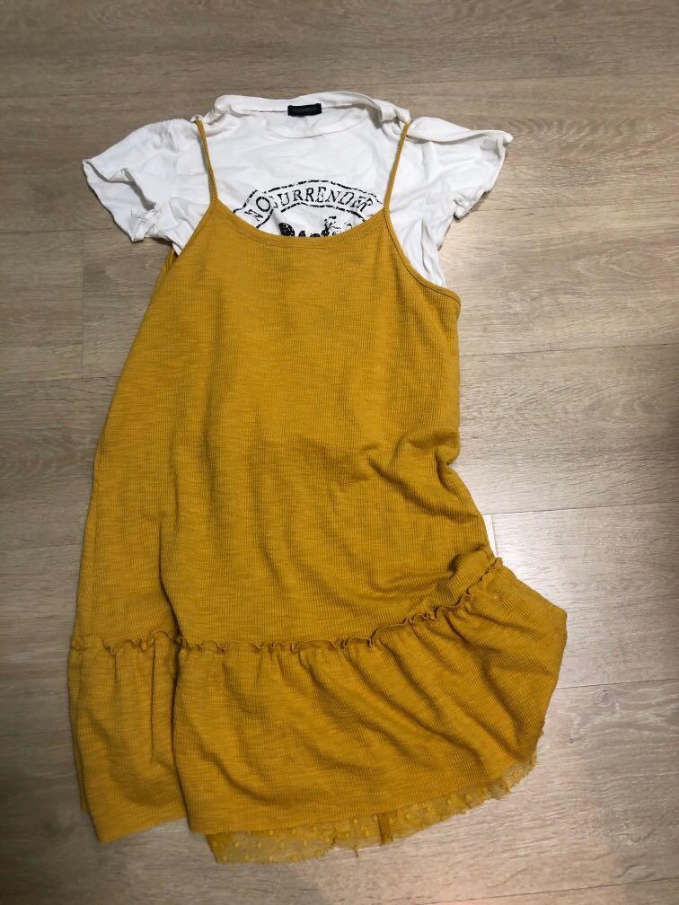2 in 1 t shirt dress with chiffon hem 