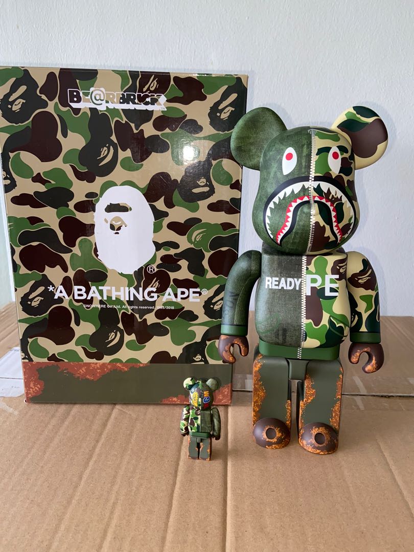 400% + 100% Bape readymade bearbrick Camo shark bathing ape be