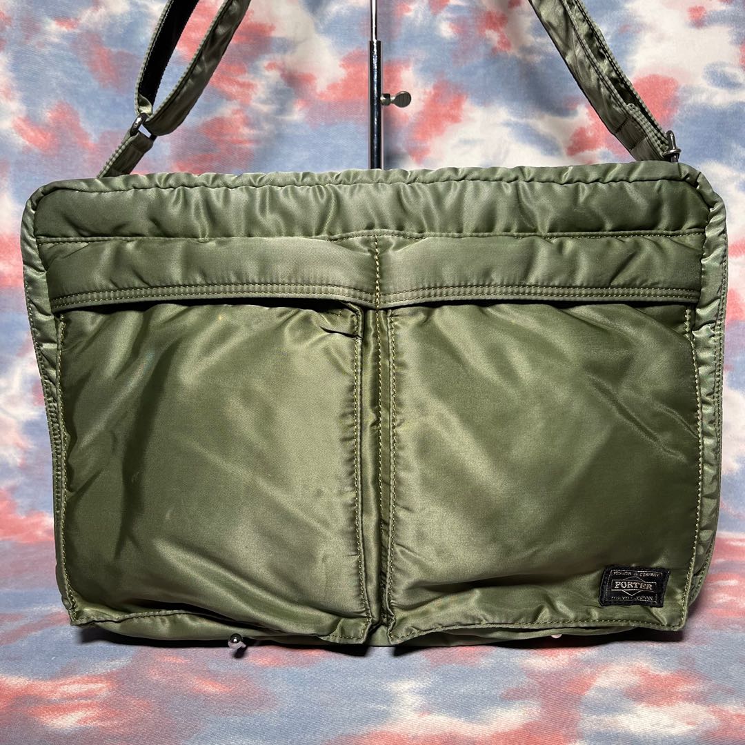 85% new porter tanker shoulder bag XL expandable sage green 綠色