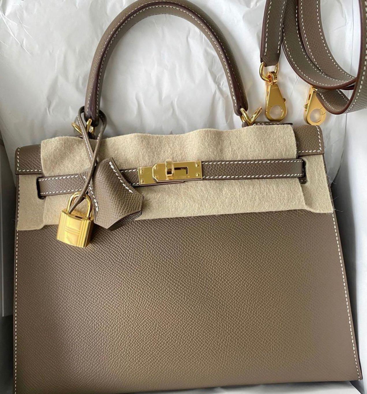 Brand New Hermes Kelly 25 in Etoupe Togo with GHW, Luxury, Bags & Wallets  on Carousell