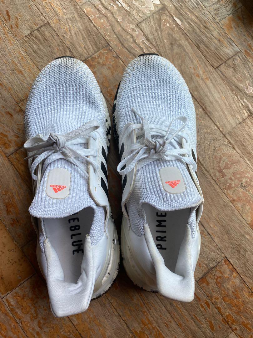 Adidas Ultraboost 20 trainers in white black signal coral