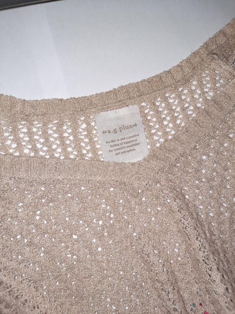 agplus Knitted See-through Summer Top Cover-up (Category: Others Tops) located in Caloocan City. Submitted by preloved.items8 (Listing ID 1167566096, Image 2). Description: Looks elegant when worn. Free Size, pwedeng cover-up sa sando or swimsuit. Color: Beige/light brown RFS: Decluttering.