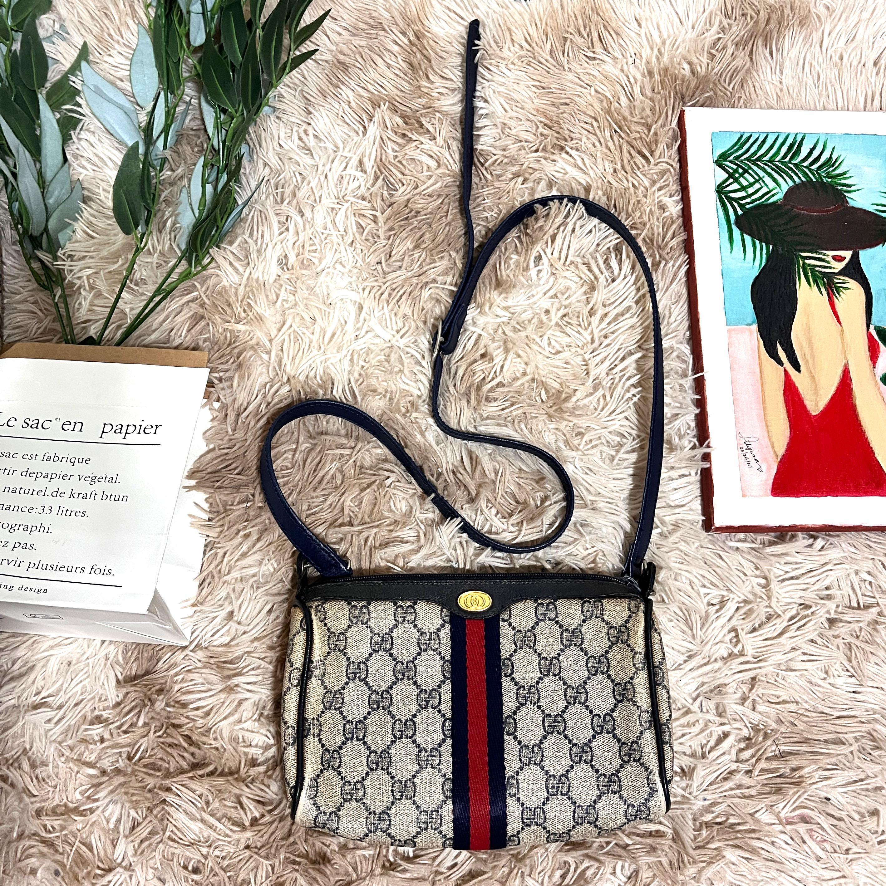 Authentic Gucci blue sherry line vintage sling cross body bag Luxury Bags Wallets on Carousell