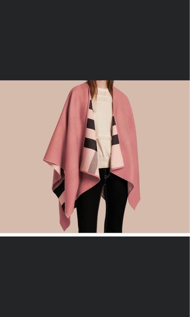 Burberry reversible check store merino wool poncho