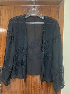 Cardigan bahan kebaya payet hitam