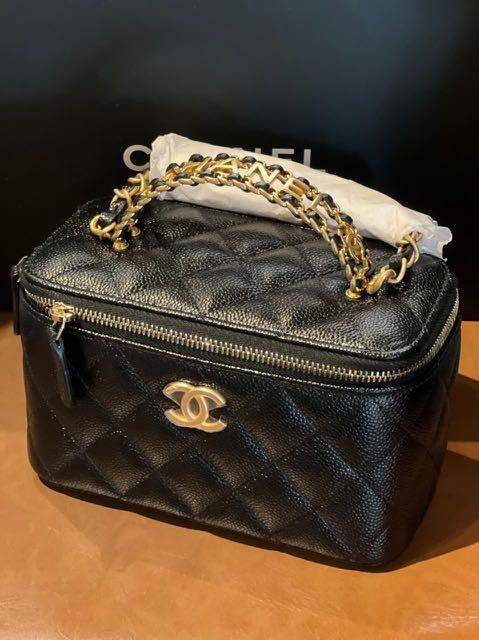 Chanel 22S Mini Vanity Top Handle Case Black Shiny Lambskin  ＬＯＶＥＬＯＴＳＬＵＸＵＲＹ