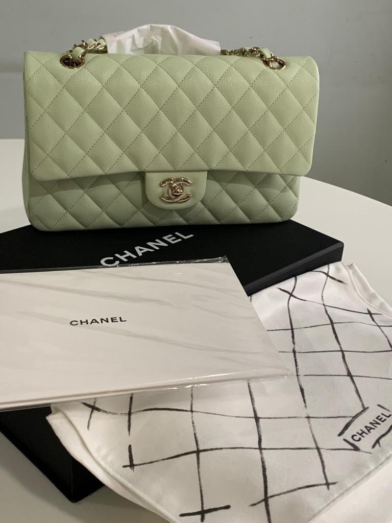 Chanel Mint Green Quilted Caviar Small Classic Double Flap Bag Pale Gold  Hardware Available For Immediate Sale At Sothebys
