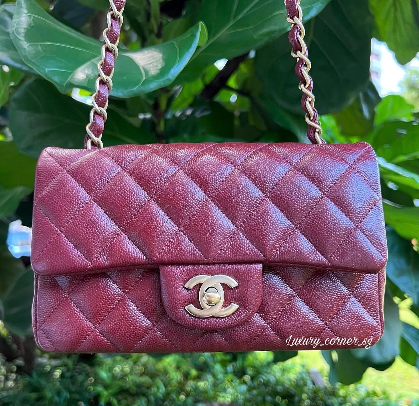 Chanel Mini Square in White Caviar and GHW, Luxury, Bags & Wallets on  Carousell