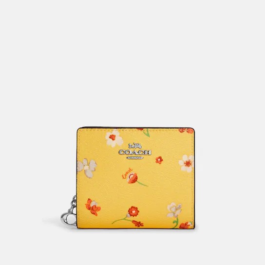 coach orange print wallet
