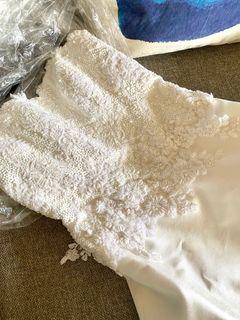 Custom satin beaded wedding (rental available) gown a-line