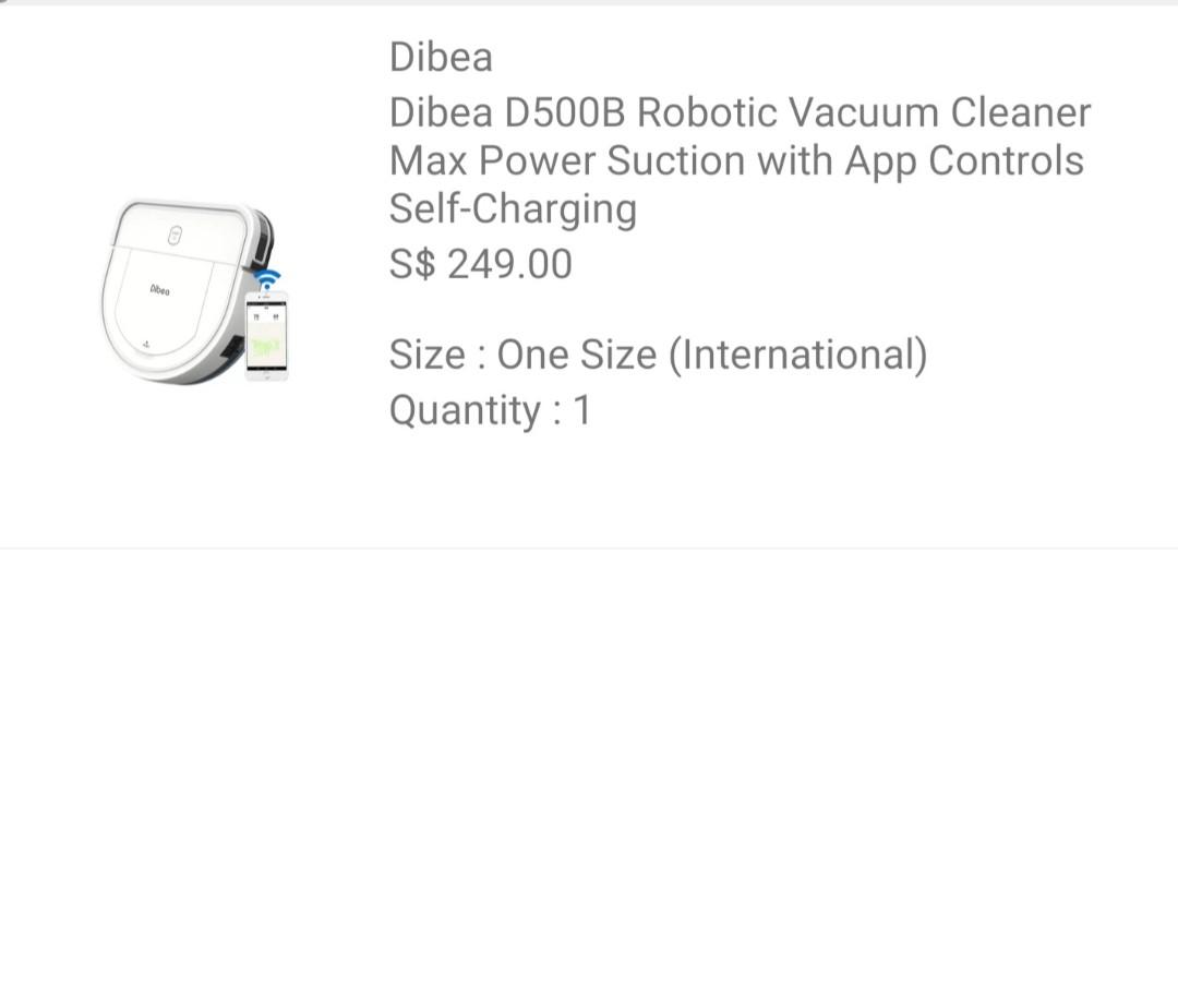 Dibea D500B Robotic Vacuum Cleaner, TV & Home Appliances, Vacuum