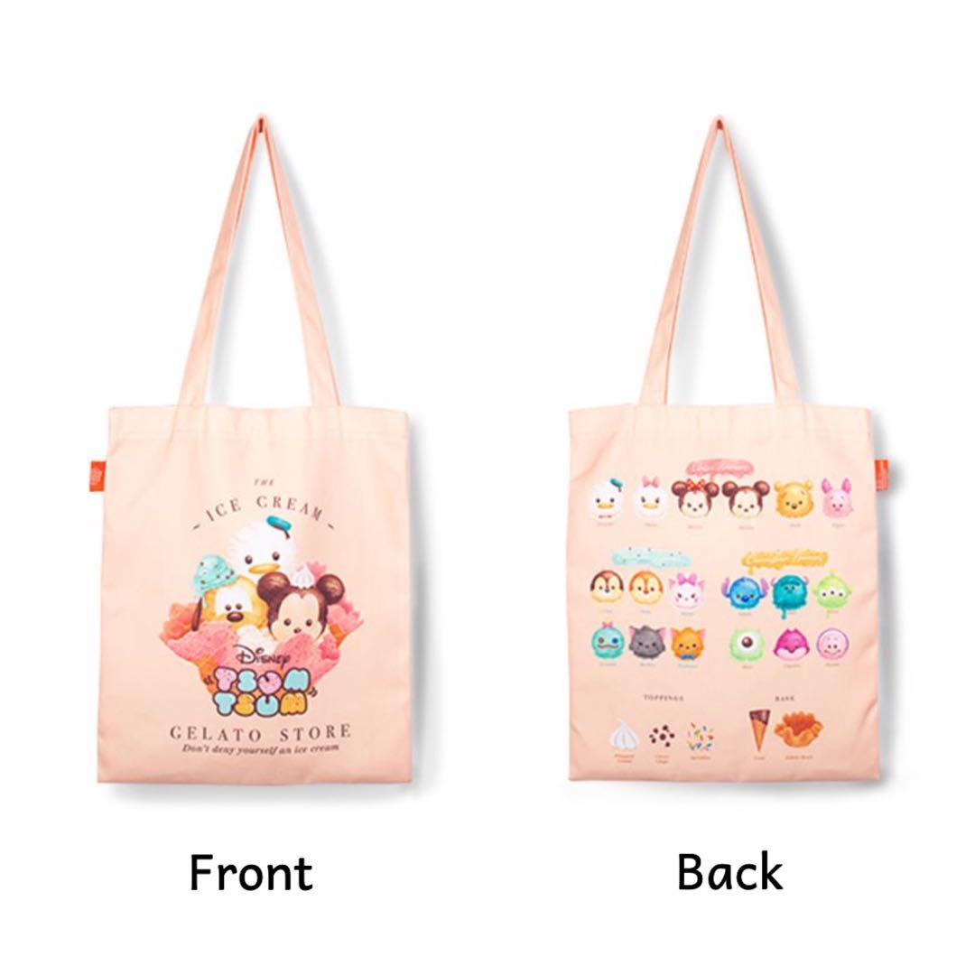 Disney Tsum Tsum Ice Cream Menu Canvas Tote Bag, Women's Fashion