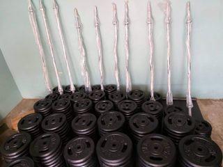 DUMBBELL BARBELL PLATES 5 LBS 10 LBS 15 LBS 20 LBS 25 LBS SHORT BARS LONG BARS EZ CURL BARS