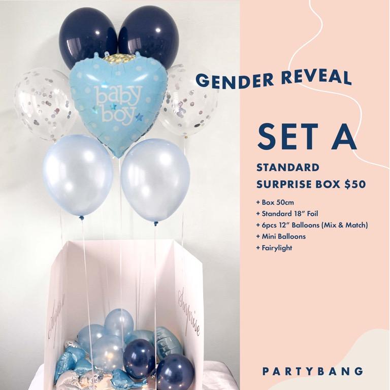 gender reveal balloon box with 6pcs