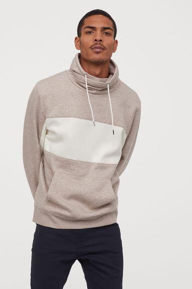 H M Funnel Collar Sweatshirt Men s Fashion Tops Sets Hoodies