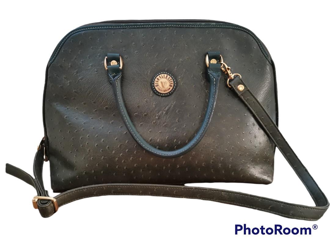 HUGO VALENTINO CLASSIC COLLECTION OSTRICH LEATHER 2 WAY ALMA BAG