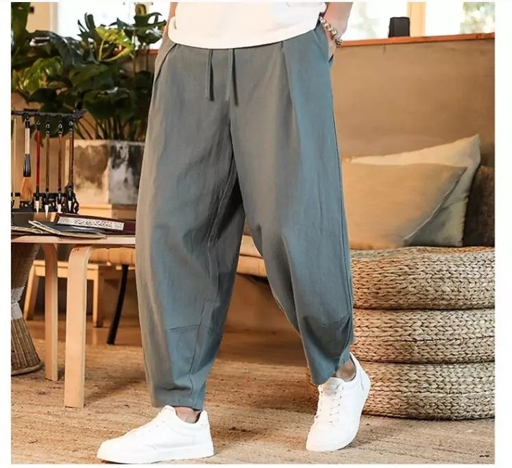 Mens baggy discount linen pants