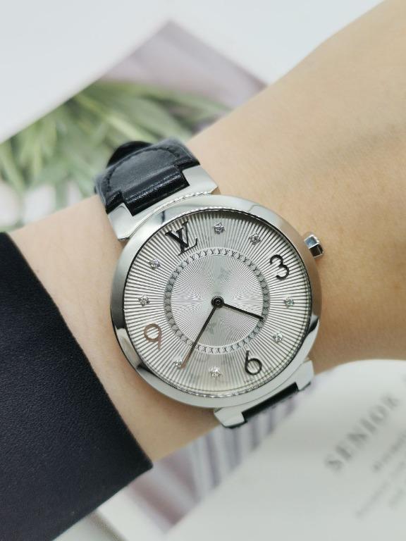 Louis Vuitton Tambour Slim Monogram Diamond Watch w/ Box