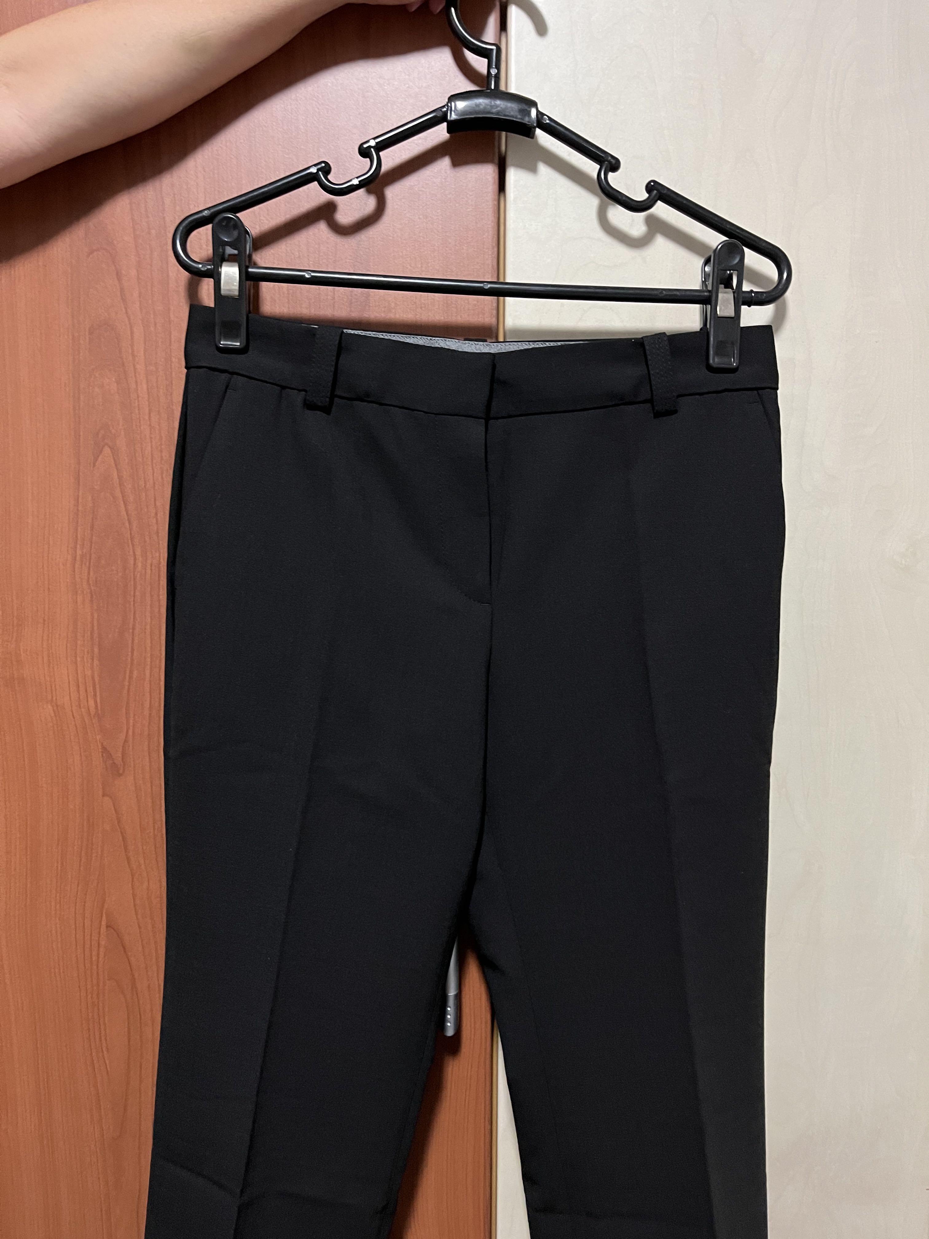 MASSIMO DUTTI Black Slim Fit Trousers With Split Hems | Lyst