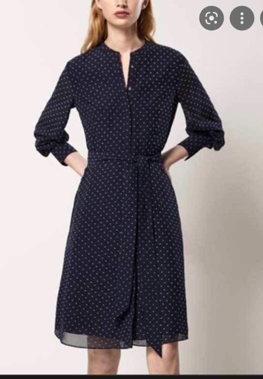Massimo Dutti navy polka dot dress Women s Fashion Dresses