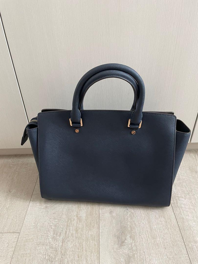 Michael kors selma saffiano leather best sale medium satchel black