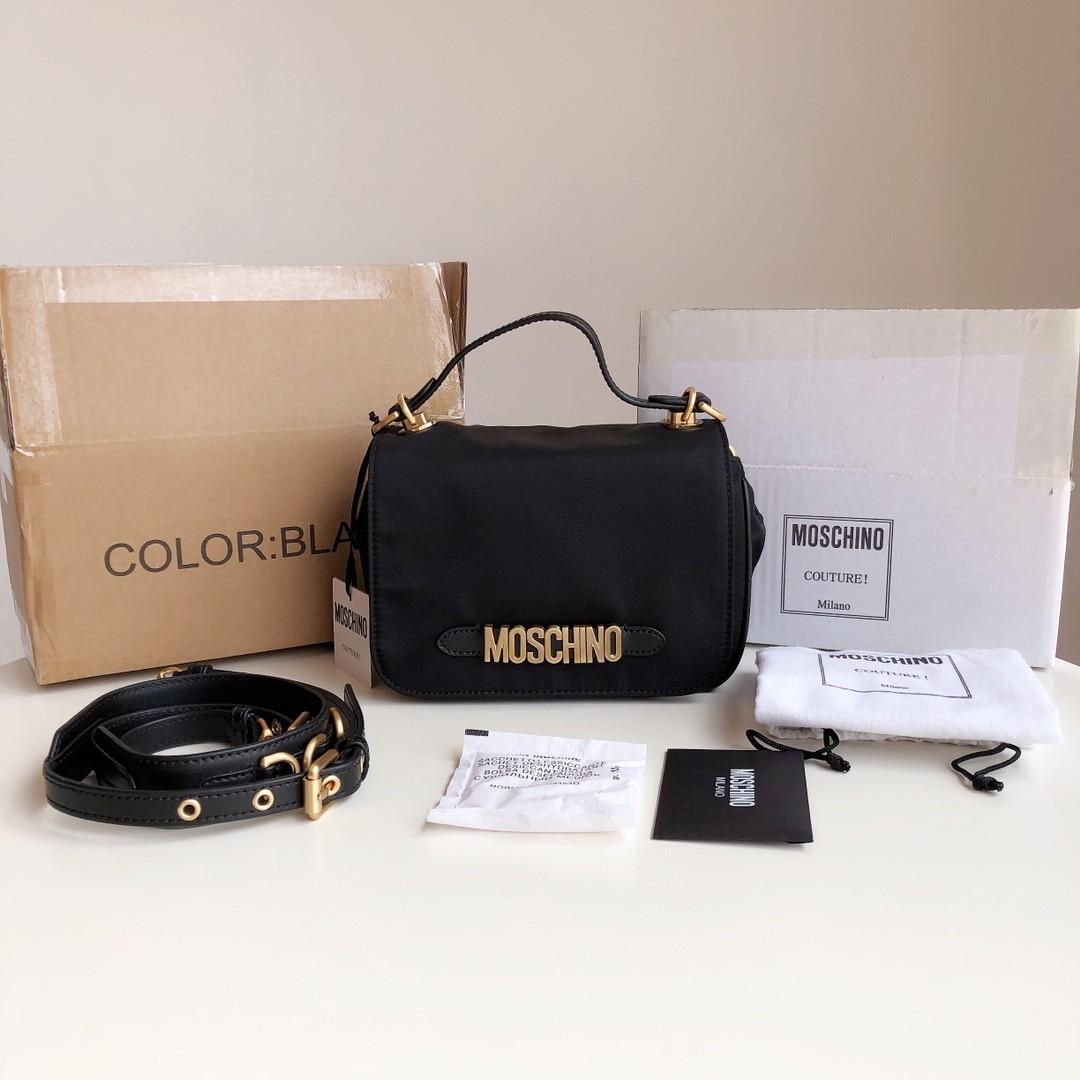 Moschino black and gold bag deals