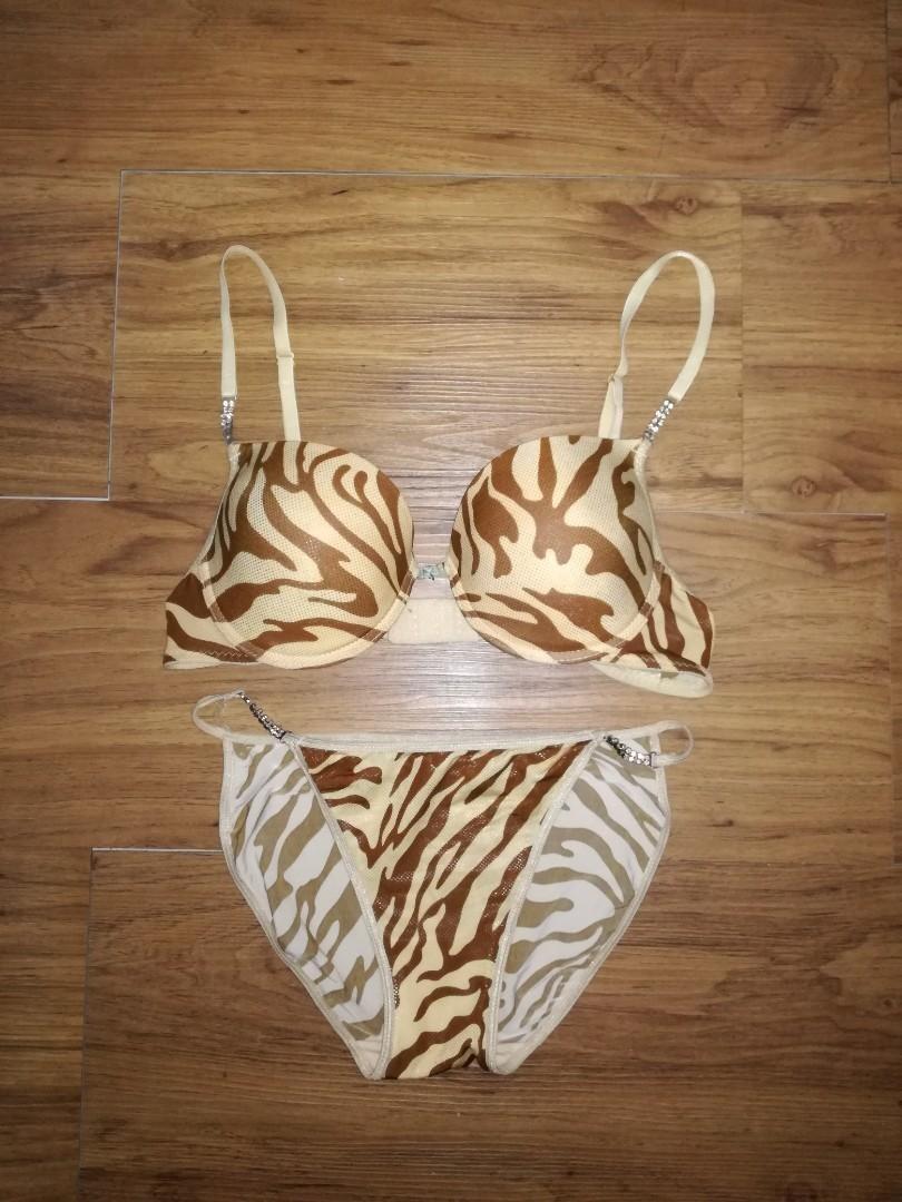 Zebra Print Bra - Baby Blue - Pomelo Fashion