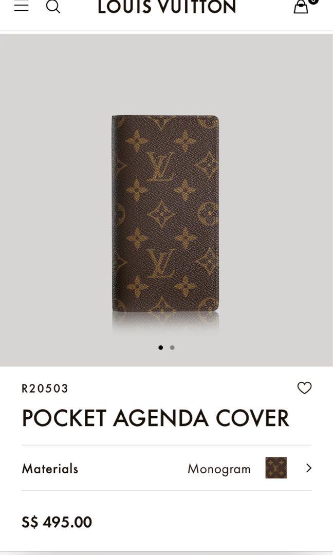 Shop Louis Vuitton MONOGRAM Pocket Agenda Cover (R20503) by