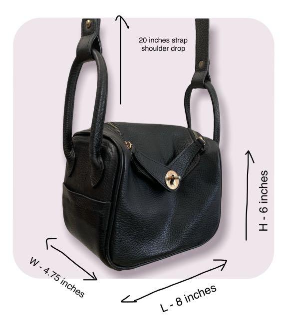 Preloved genuine leather lindy style two way bag (Category: Luxury Bags & Wallets) located in Muntinlupa City. Submitted by alabangbargains (Listing ID 1167494049, Image 3). Description: Brand: No brand Material : genuine pebbled texture leather Size : 8 x 6 x 4.75 inches Color: black Lock: twist lock and zipper Hardware: light gold colored metal Style: handbag, shoulder bag, crossbody Interior: leather no lining Exterior: 2 slide side pockets Co