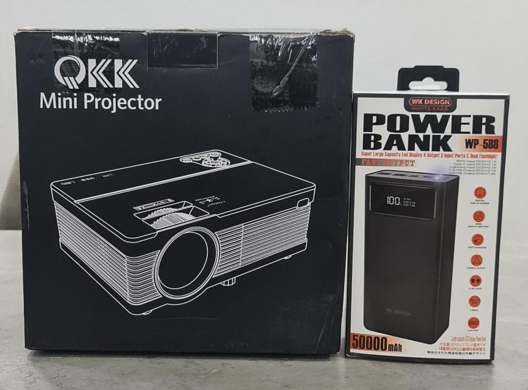 PreLoved QKK Mini Projector & 50000mAh Powerbank, TV & Home Appliances