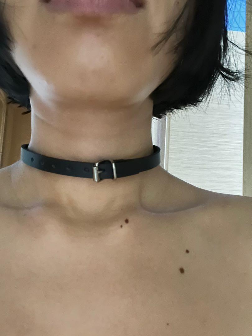 Real leather choker top