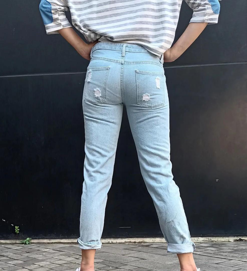 Ripped jeans blue, Fesyen Wanita 