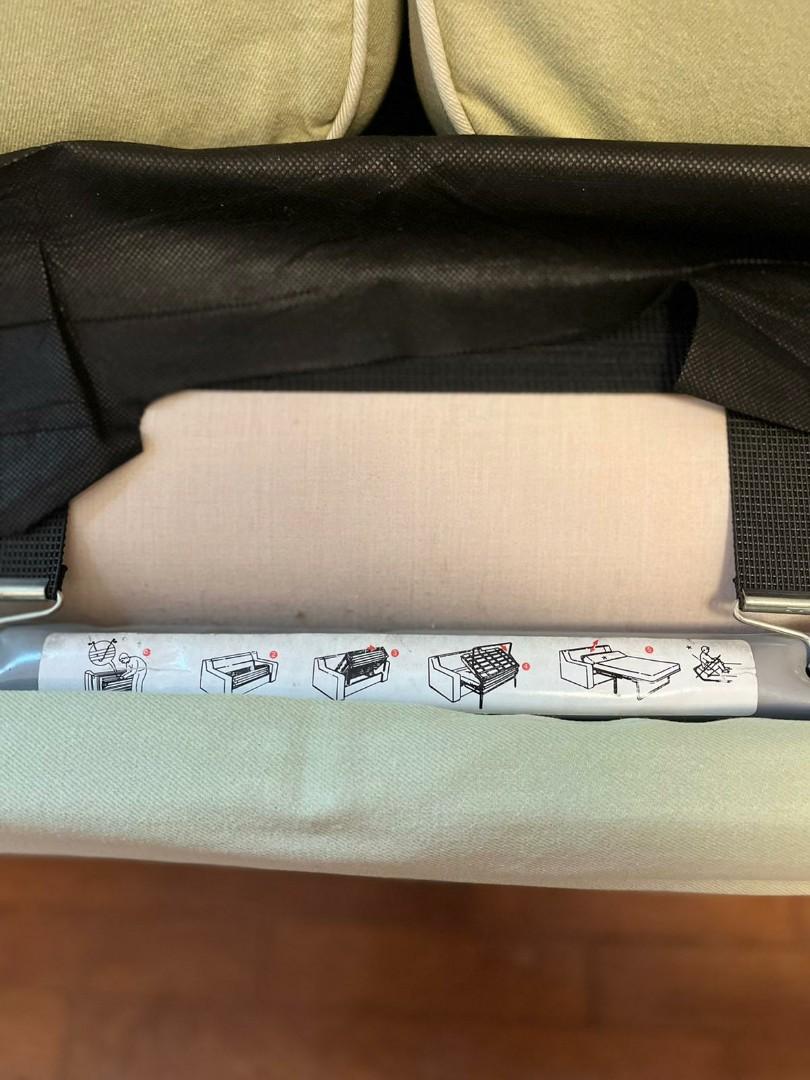 sage green sleeper sofa (can be transformed into a bed *refer to 3rd