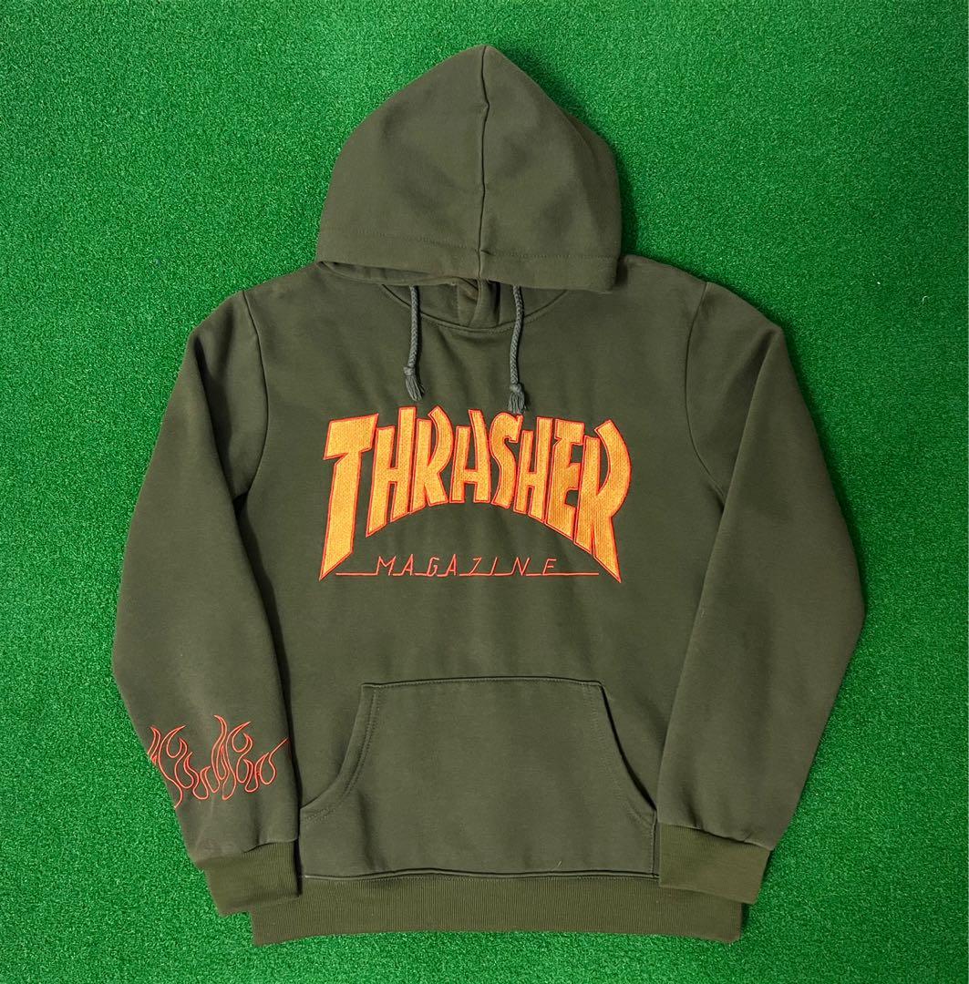 Army green cheap thrasher hoodie