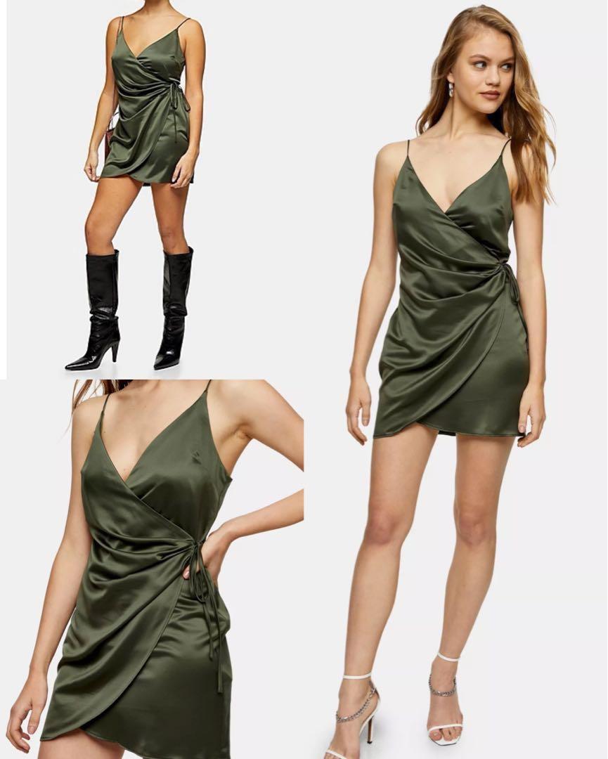 Topshop olive slip dress hotsell