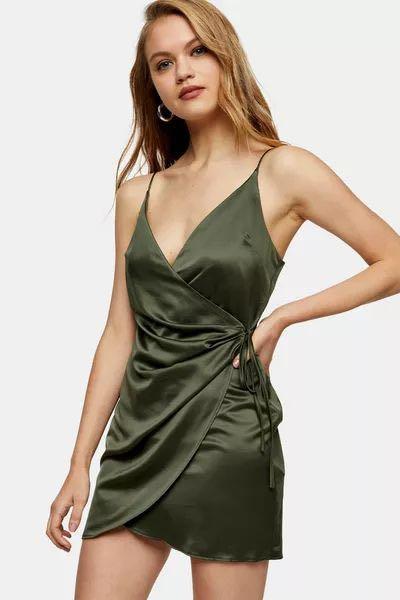 Topshop olive slip dress store